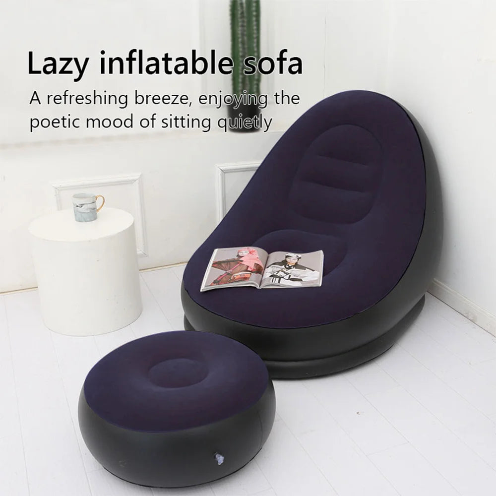 Inflatable Leisure Bean Bag Sofa w/Footstool