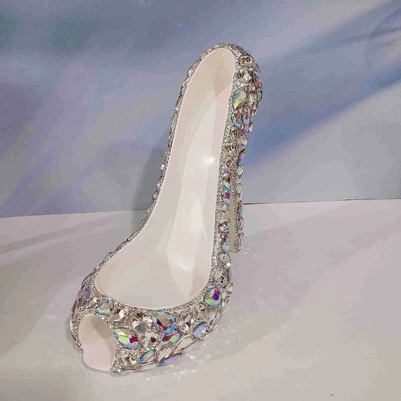 Sparkling Rhinestone High Heel Shoe Wine Bottle Holder