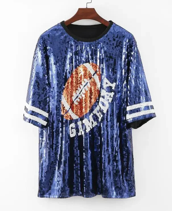Half Sleeve Baggy Sequin T Shirt Dress