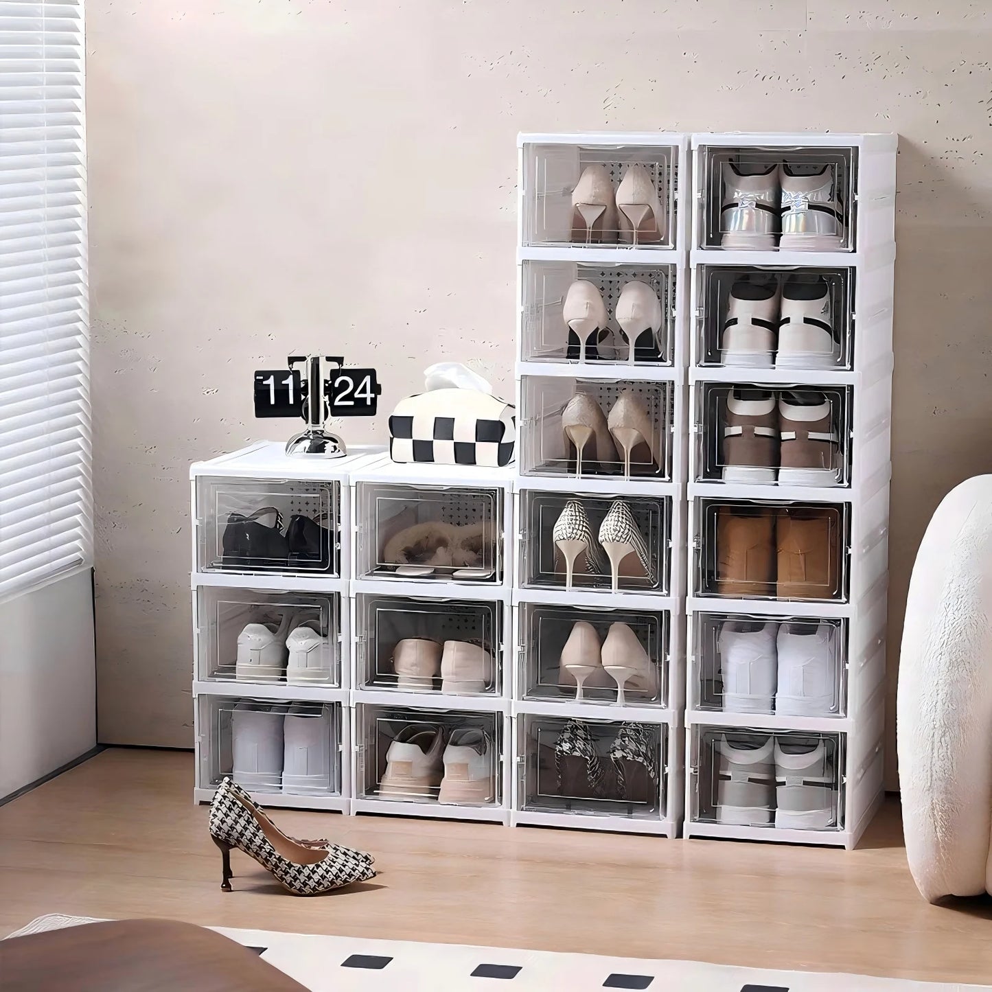 1x/2x Clear Shoes Cabinet Foldable