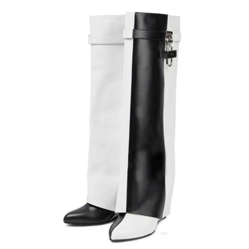 Knee High Women Shark Boots with Lock