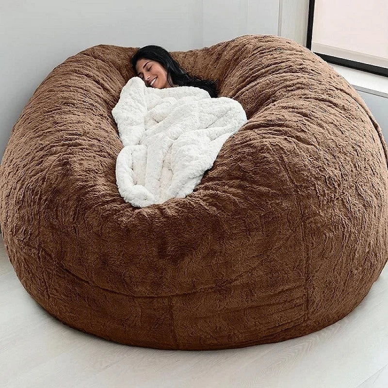 Plush Lazy Boy Faux Fur Bean Bag Sofa