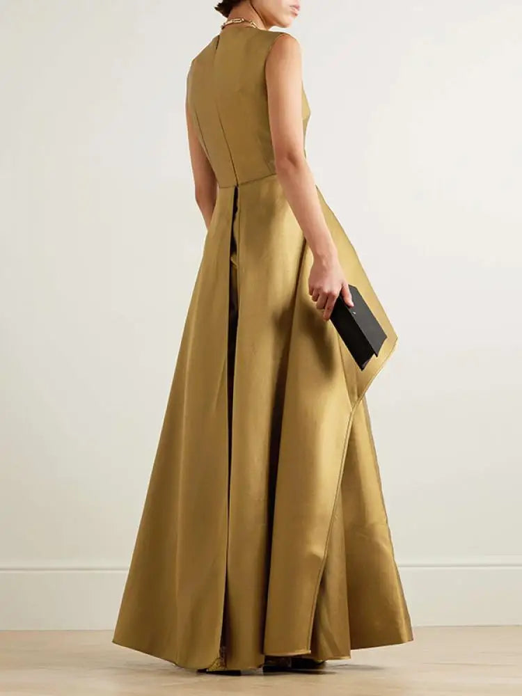 Falbala Layered Solid Color Evening Jumpsuits