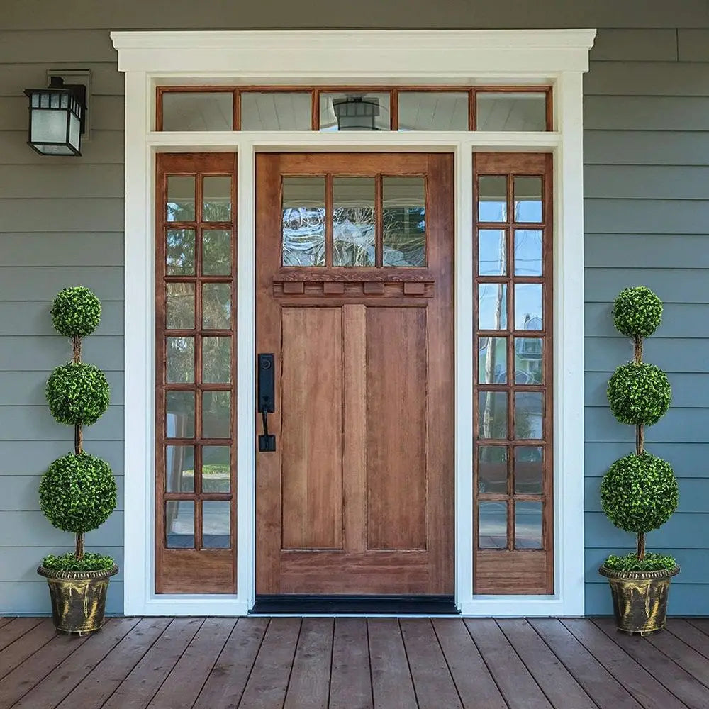Pair of Artificial Boxwood Topiary Trees