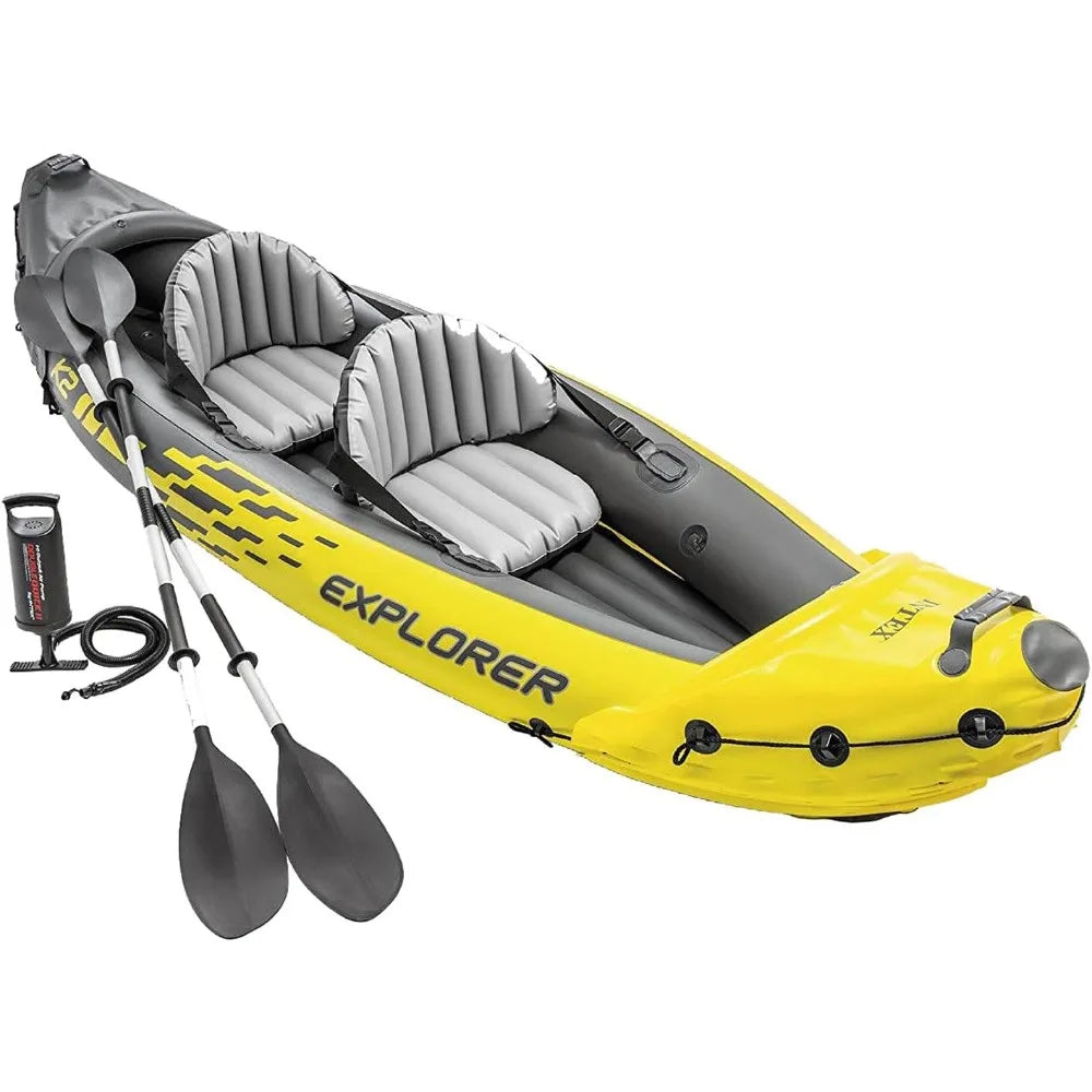 K2 Inflatable Kayak Set: Includes 86in Aluminum Oars and High-Output Pump