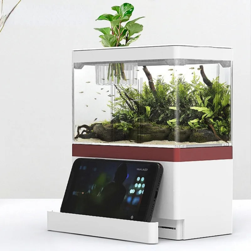 mini fish tank self circulating charging filter desktop
