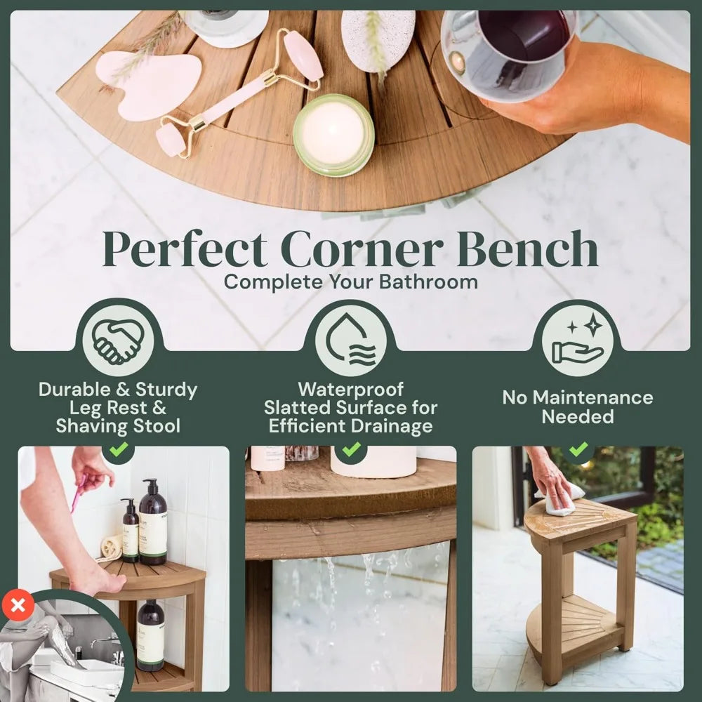 Brown Waterproof Shower Bench for Shaving Legs & to Sit On