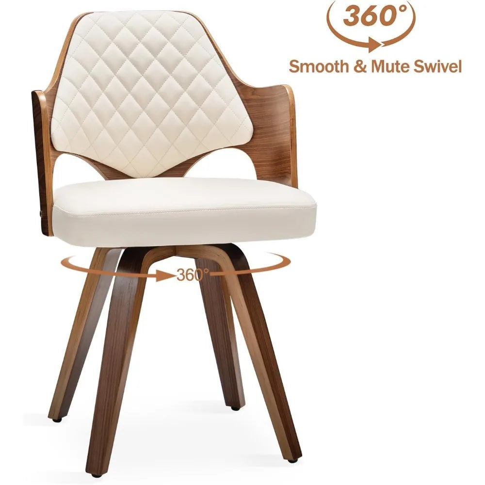 Dining Chairs Set of 2 Upholstered Walnut Curved Back