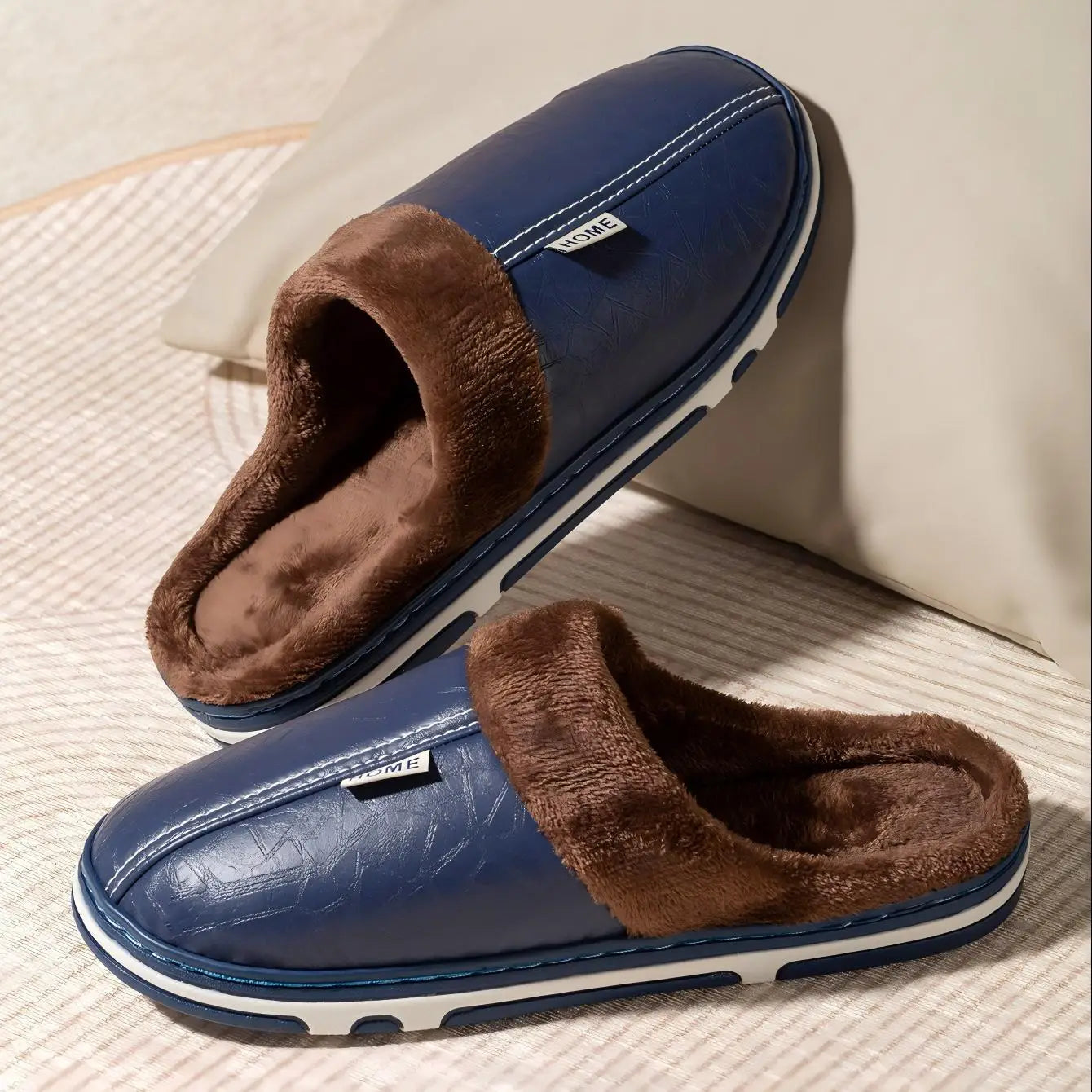 Cotton Slippers Waterproof Upper with Plush Lining