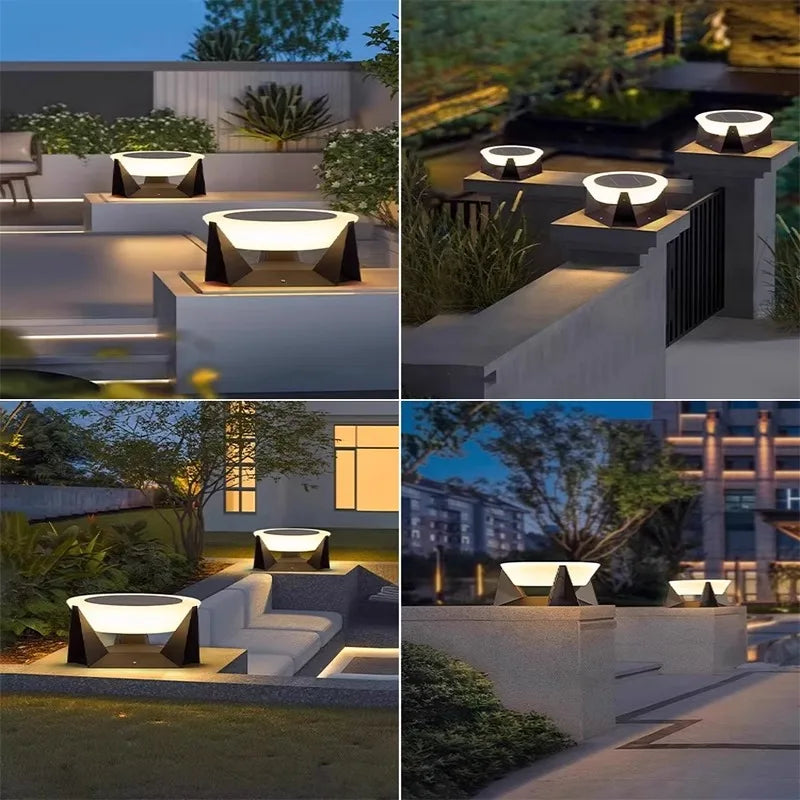 LED Cylindrical Solar Column Lamps Waterproof