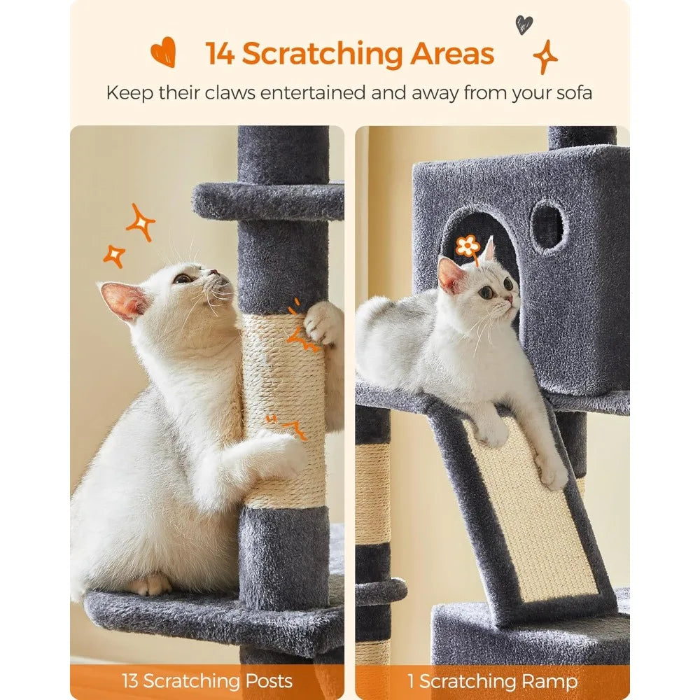 81.1-Inch Large Cat Multi-Level Plush Condo
