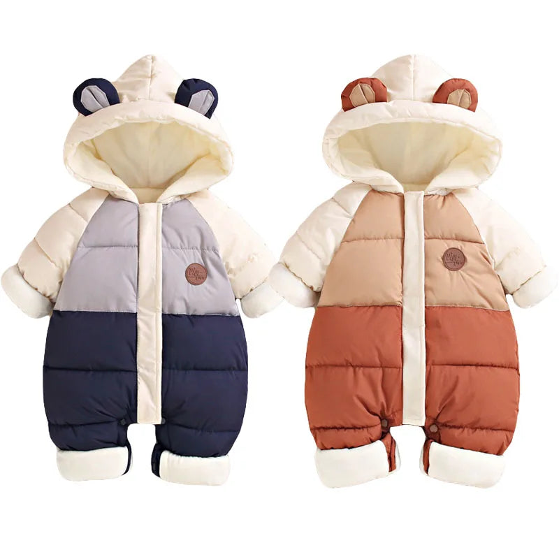 Winter Boys Girls Hooded Snowsuit One Piece Bodysuit