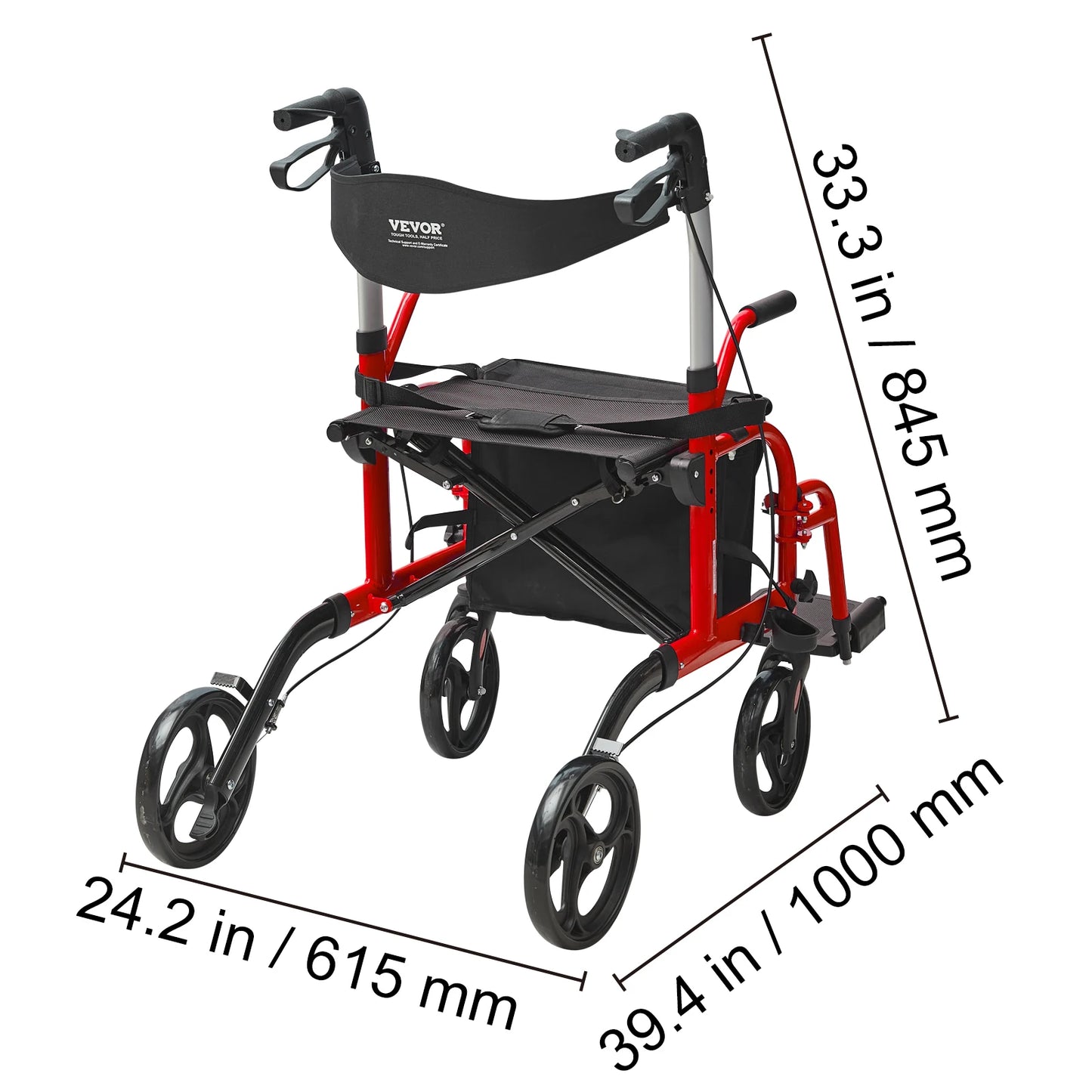 2 in 1 Rollator Walker & Transport Chair