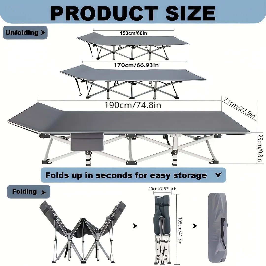 8-Leg Portable Adult Sleeping Cot with Carry Case