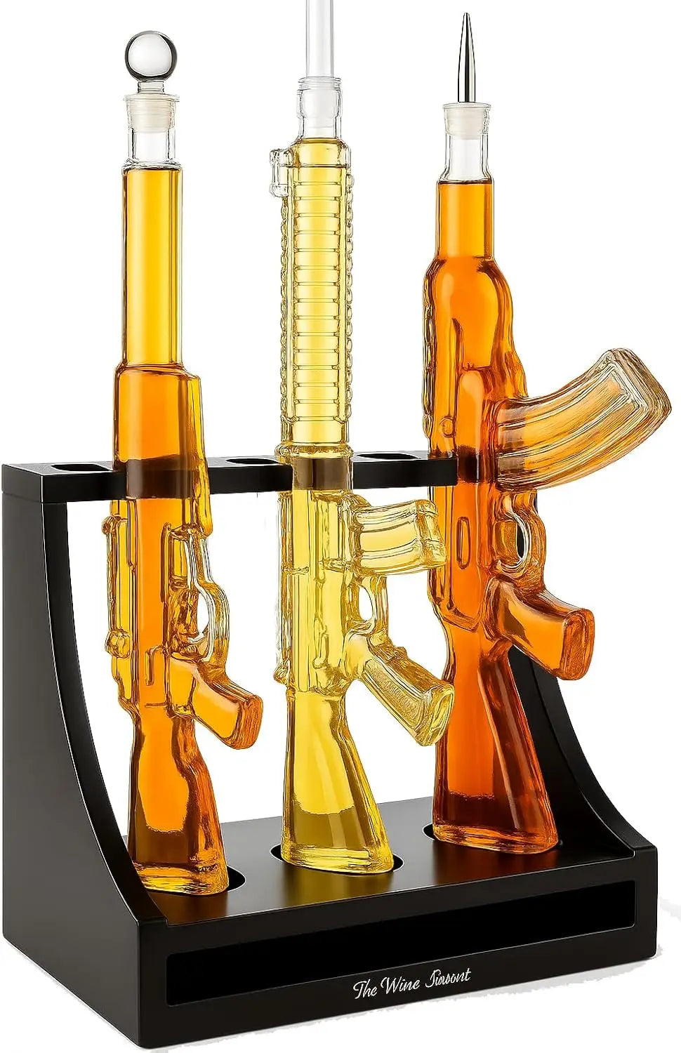 3 Rifle Whiskey Decanters Set