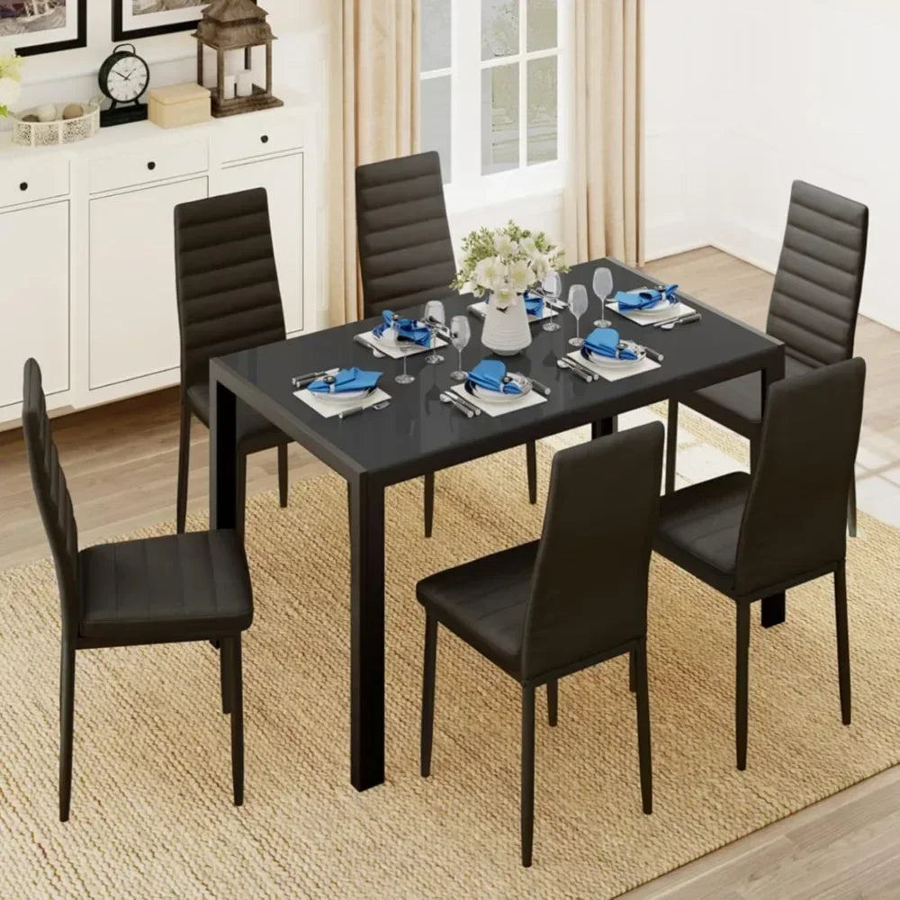 7 Piece Kitchen Table and Chairs Set for 6