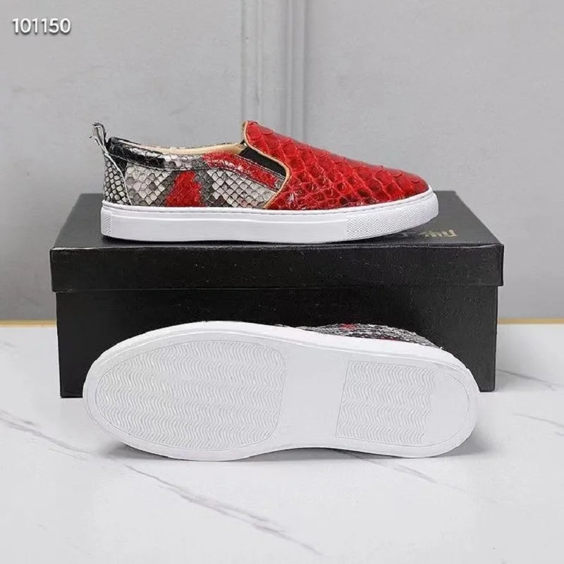 Fashion snake skin causal leather sneakers