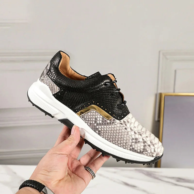 Round Toe British Style Genuine Leather Men Sneakers