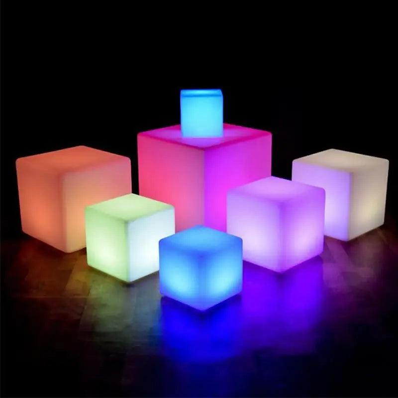 Waterproof Lawn Lamp Cube Luminous Rechargeable with Remote Control