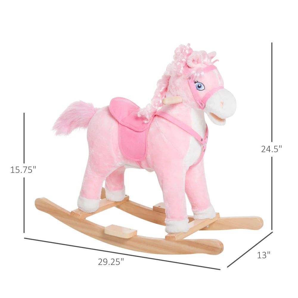 Kids Ride on Rocking Horse with Realistic Sounds