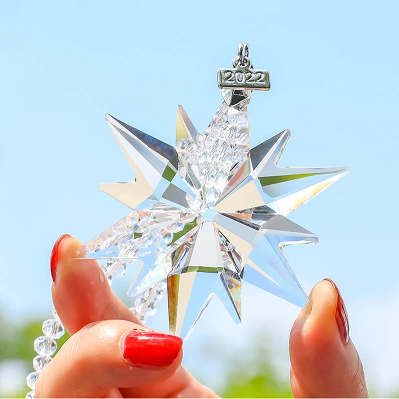 Colorful Transparent Crystal Snowflake Hanging Ornament