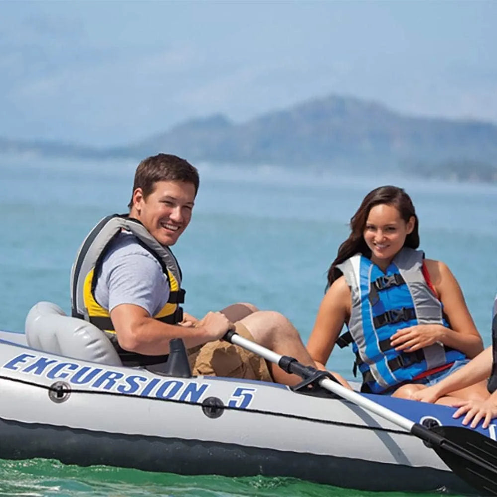 Excursion Inflatable Boat Includes Deluxe 54in Oars and High-Output Pump