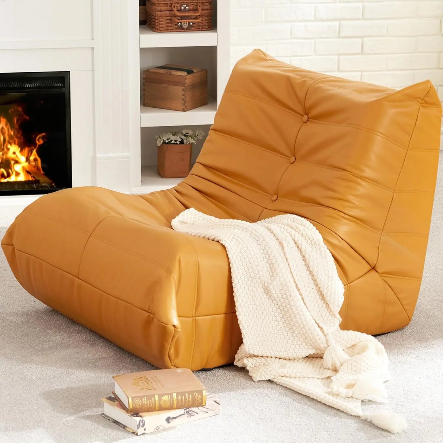 Giant Bean Bag Sofa Memory Foam Faux Leather