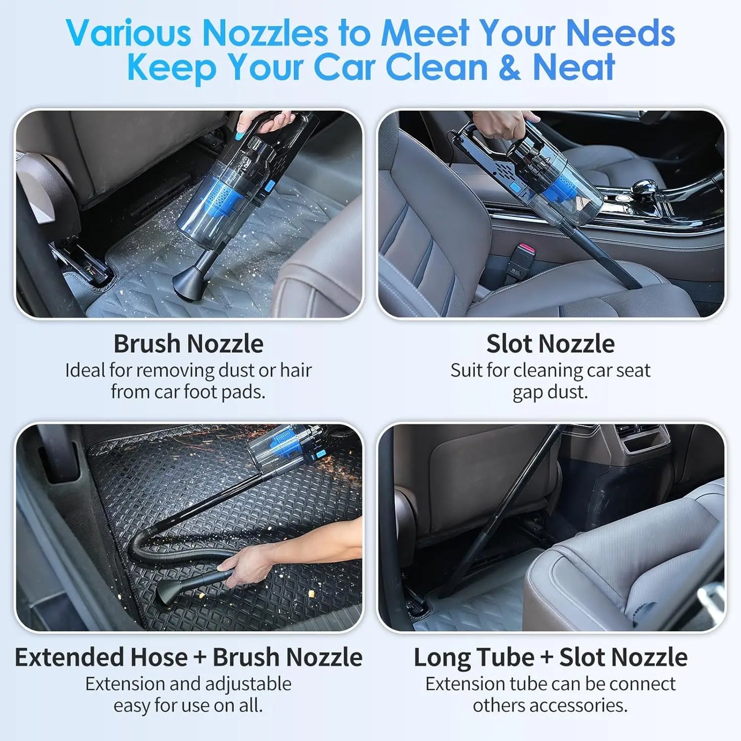 17pcs Car Interior Detailing Kit with Vacuum, Brushes & Cleaning Tools