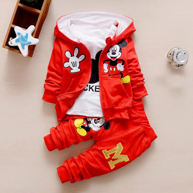 Girls Boys Mickey Minnie Clothing Hoodie+T-shirt+Pants Tracksuit