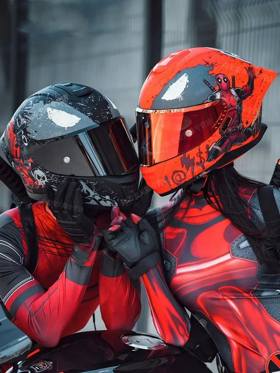 Marvel Motorcycle Helmet Deadpool Iron Man Spiderman Full Face