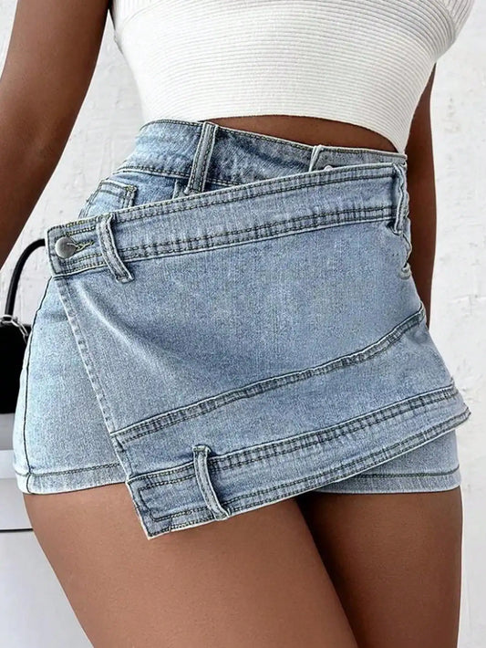 Womens Fashion Denim Mini Skort