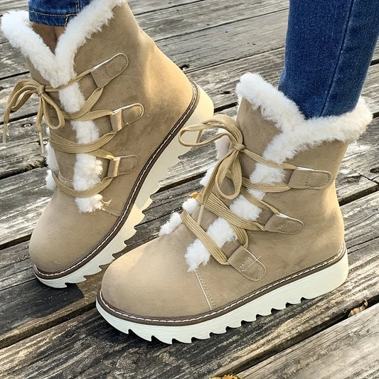 Women's Plush Lined Mid Calf Snow Boots