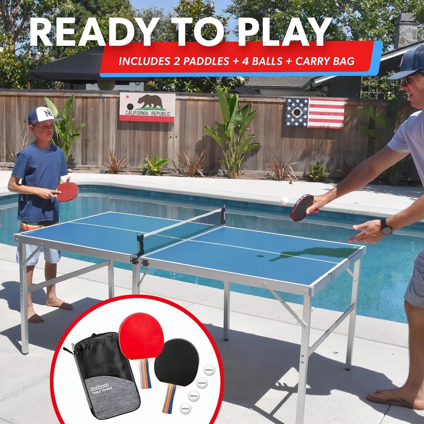 Portable Table Tennis Set with Net, Paddles & Balls
