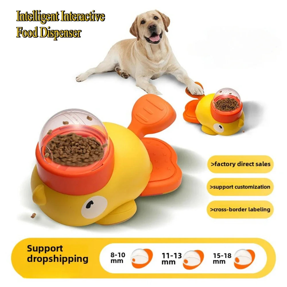 Yellow Duck Interactive Dog Food Dispenser