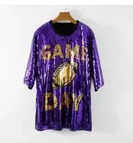 Half Sleeve Baggy Sequin T Shirt Dress