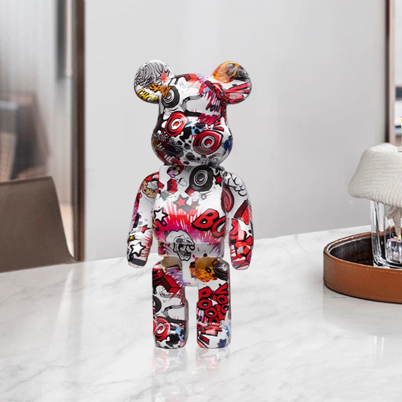 27cm/10Inches Graffiti Bear Figurine Home Decor