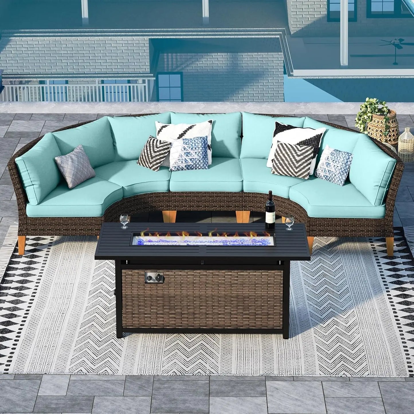 12 Piece Curved Outdoor Sectional Sofa Set