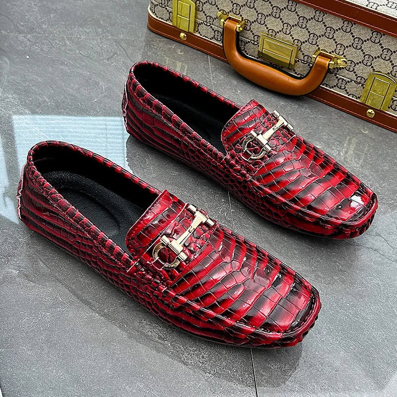High Quality Snakeskin Leather Mens Loafers
