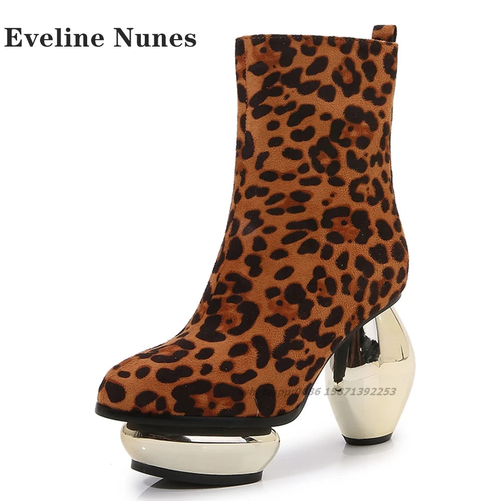 Platform Mental Buckle Ankle Boots Round Toe Strange Style