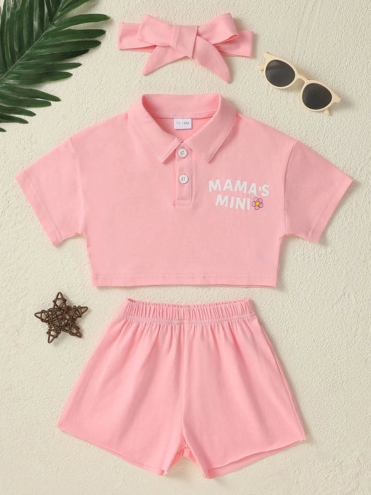 Toddler Girls Outfits Shirt+Shorts+Headband 3pc