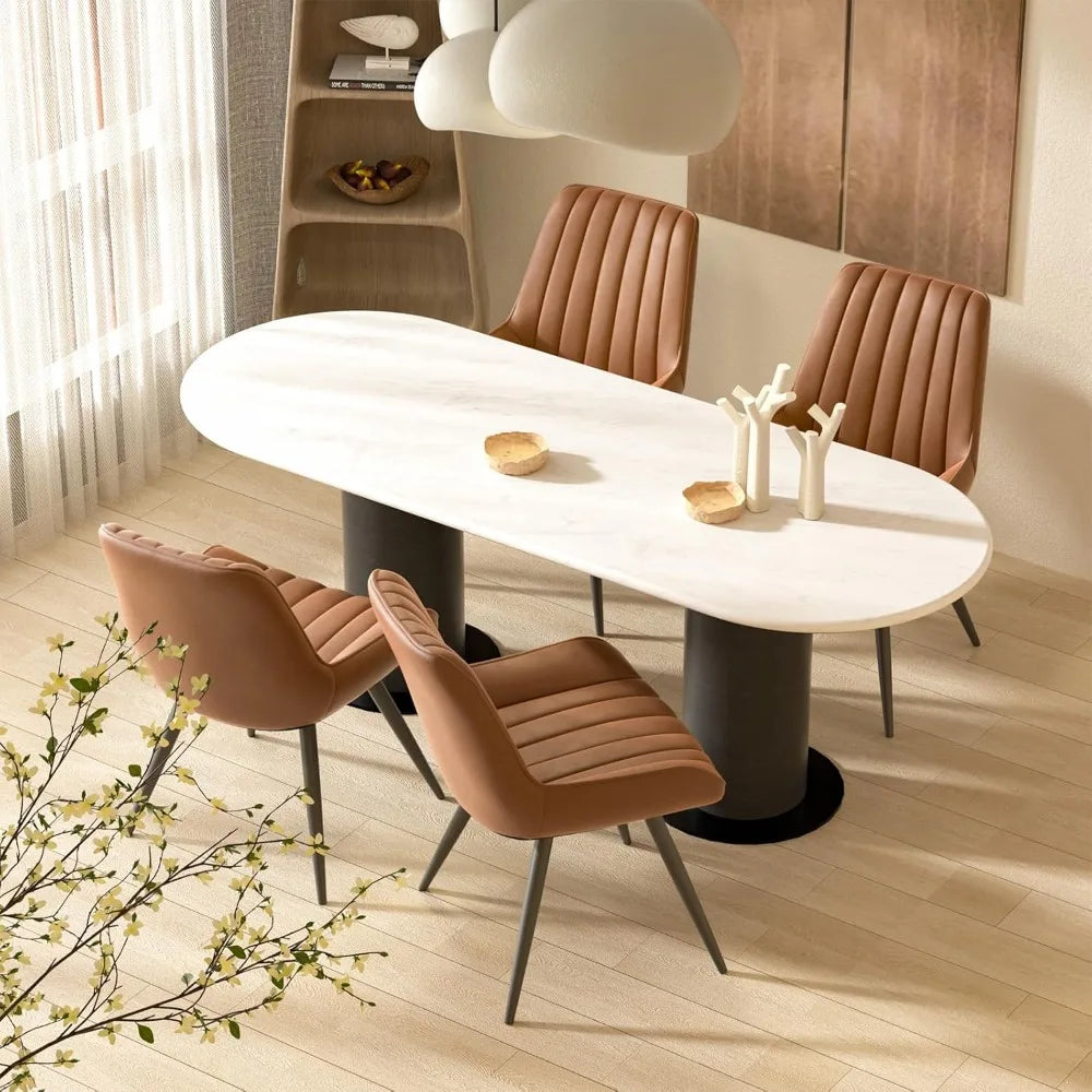 Modern Dining Set of 4, Comfy Chairs with Thick Cushions