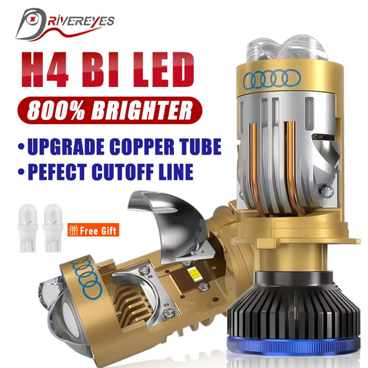 Bi LED H4 Projector Lens High Low Beam Car Bulbs