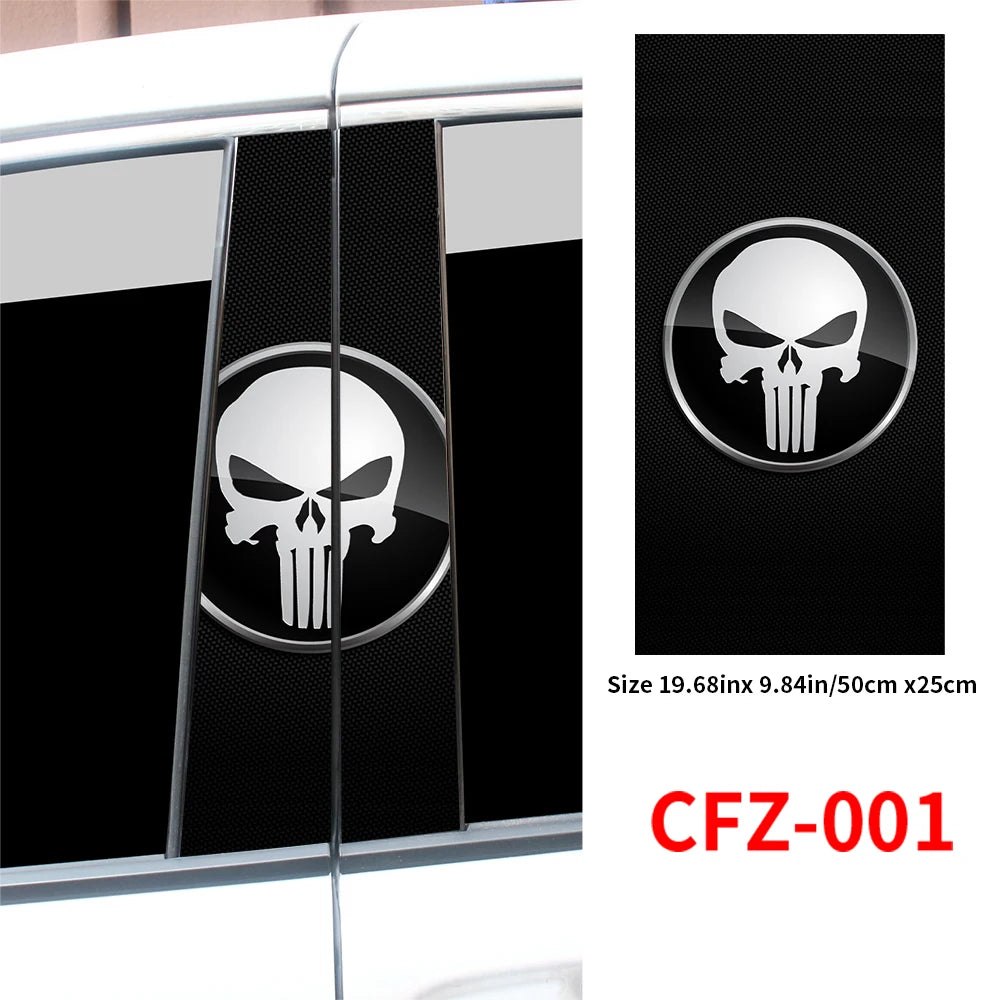 Punisher Skull Stickers Car B-pillar Sticker Waterproof