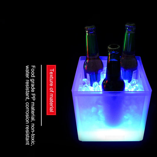 3.5L LED Colorful Double Layer Square Bar Ice Bucket