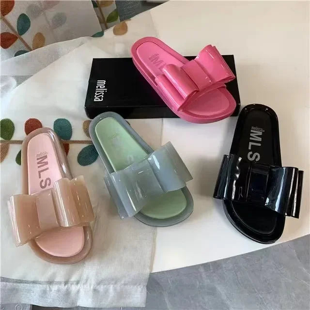 Women's Jelly Shoes Large Butterfly Flat Bottoms