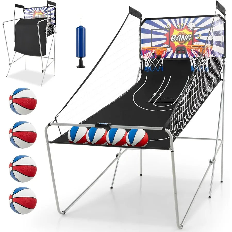 Foldable Dual Shot Basketball Arcade Game with LCD Scoreboard