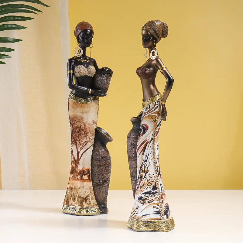 Black African Woman Statues Modern Decor