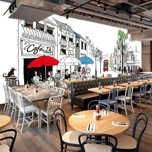 Mural Wallpaper 3D Coffee Shop Background