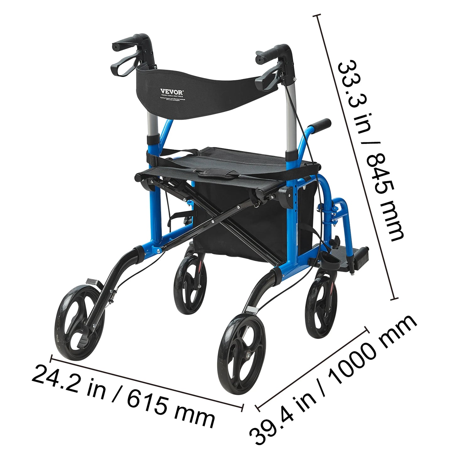 2 in 1 Rollator Walker & Transport Chair