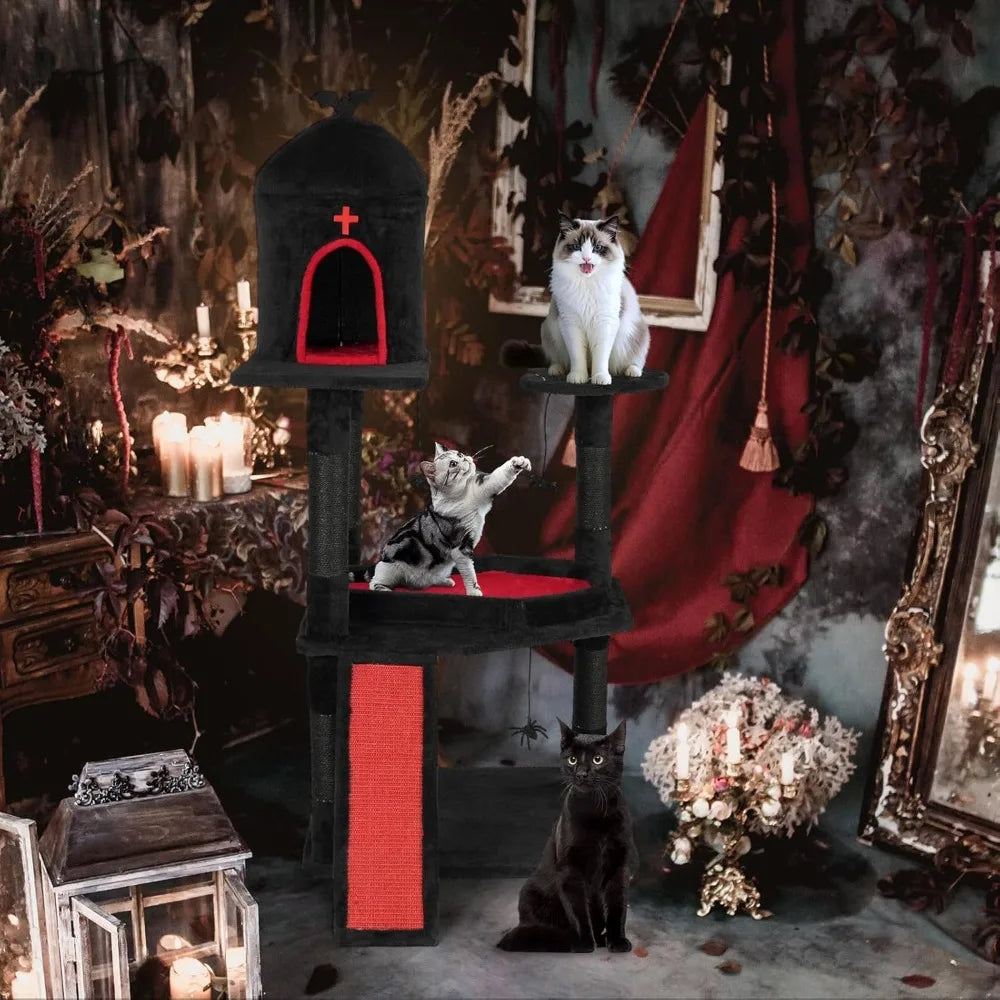 Gothic-Inspired Cat Tree Tower with Scratching Posts
